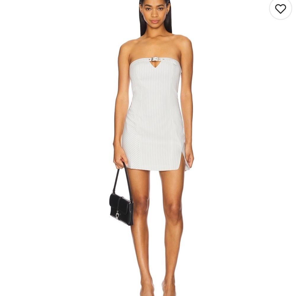 White Striped Strapless Buckle Dress - BY.DYLAN (M) *never worn*